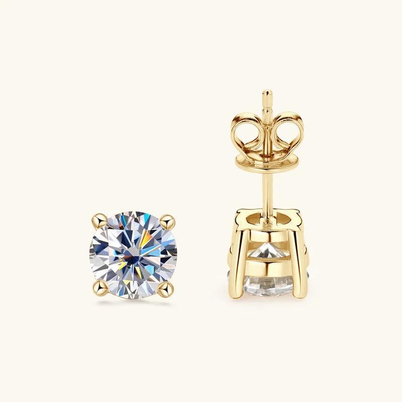 18KGP 6.5mm 3.0cttw D Colour Moissanite Diamonds Fine Jewellery Set - Silver Stud Earrings Necklace for Special Occasions - The Jewellery Supermarket