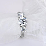 Luxury Three Stone 925 Sterling Silver D3.0CT D Colour Moissanite Rings Engagement Wedding GRA Certified Jewellery