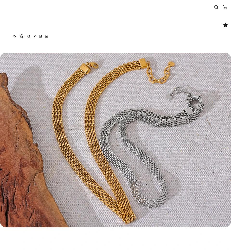 New Waterproof Stainless Steel Metal Cuban Chain Wide Neck Necklace Gold Silver Colour Trendy Statement Jewellery - The Jewellery Supermarket