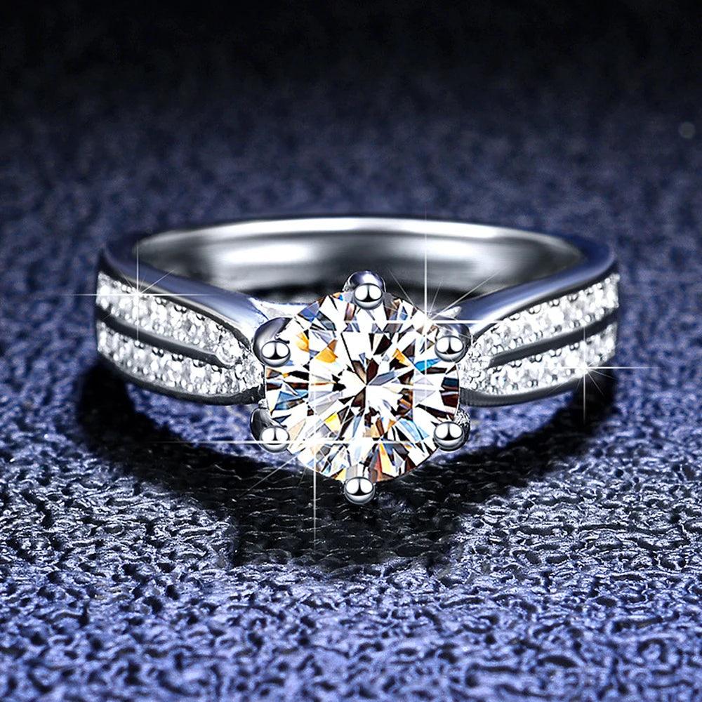 1/2/3ct Moissanite D VVS1 Lab Diamond 925 Sterling Silver Engagement Wedding for Women Rings with GRA Fine Jewellery