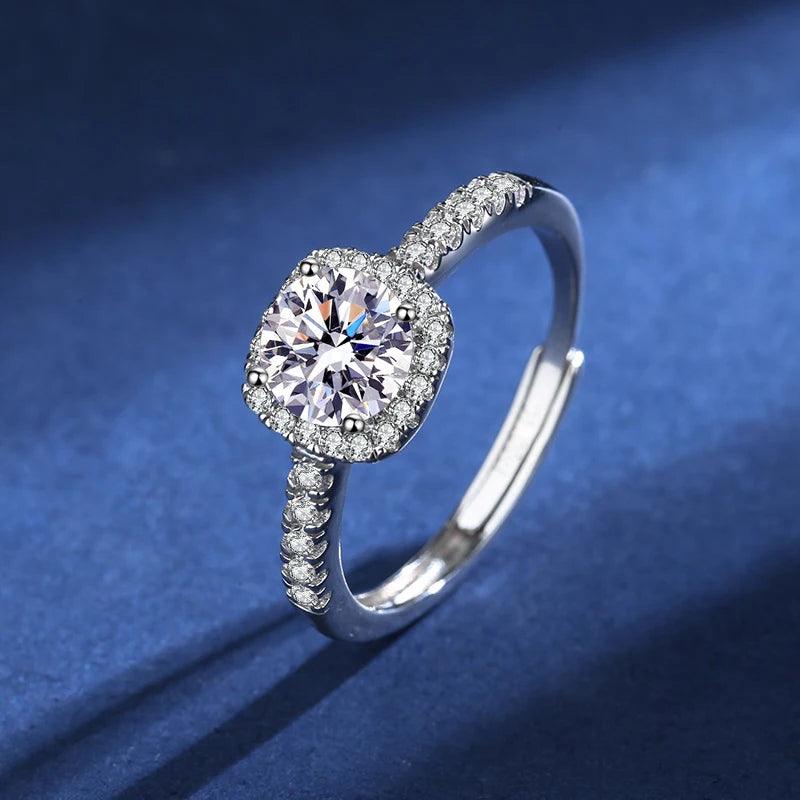 Awesome 100% Real Moissanite Ring  D Colour VVS1 Adjustable Size S925 Silver GRA Certificate Wedding Rings for Women