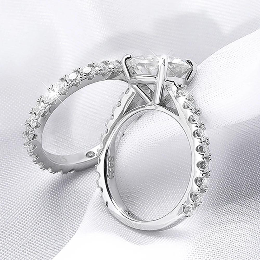 18K Gold Plated 3.5cttw VVS1 All Moissanite Diamonds Row Silver Wedding Engagement Fine Jewellery Rings Set - The Jewellery Supermarket