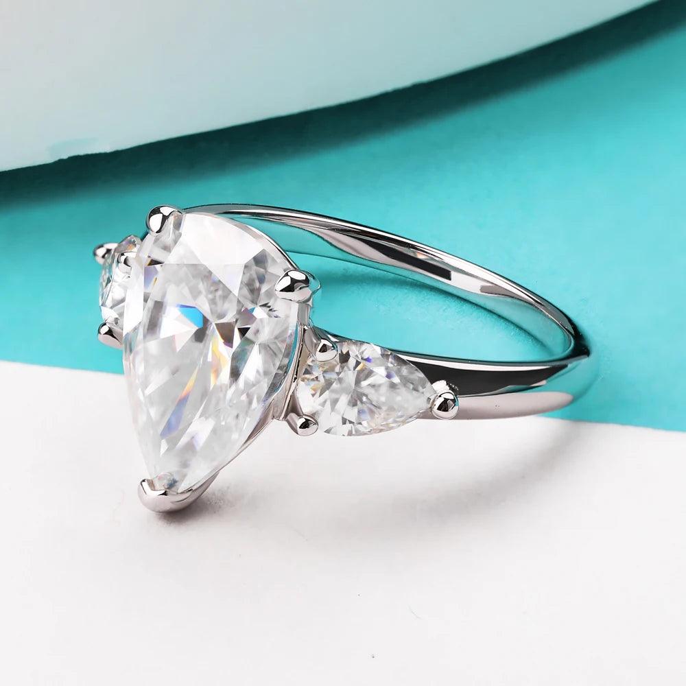 Waterdrop Shape GRA Certified 1-4CT Pear Cut 925 Sterling Silver Moissanite Diamonds Wedding Engagement Rings