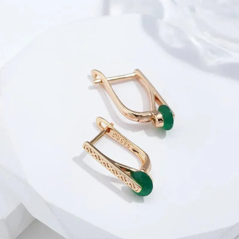 New 14K Rolled Rose Gold AAA Emerald Zircon Crystals Luxury Round Crystal Earrings For Women -  Fine Jewellery