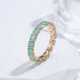 New Round Cut AAA Emerald Zircon Ring for Women Luxury 14K Rolled Rose Gold Promise Ring - Fine Jewellery