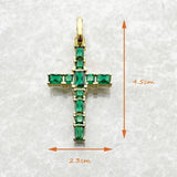 Brand New Gold Plated Cross Green AAA CZ Crystals Pendant 925 Sterling Silver Stylish Fine Jewellery Gift For Woman - The Jewellery Supermarket