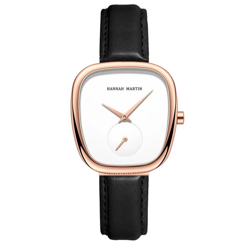 Fashionable Minimalist Style Elegant Ladie's Quartz Wristwatch Wine Barrel Rose Gold or Black Oval Women's Watches