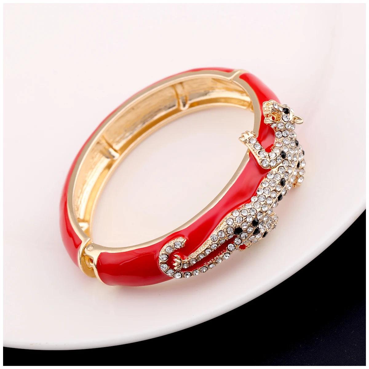 New Arrival Unique Special Leopard On the Enamel Bangle Statement Trendy Bracelet for Women - Party Prom Fashion Gift - The Jewellery Supermarket