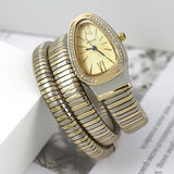 Unique Snake Shaped Design Bracelet Gold Silver Watches for Women Luxury Bangle Quartz Watches