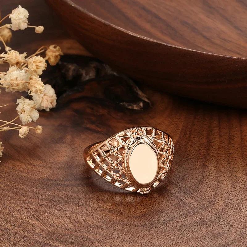 Marvelous Classic Simple Weaving Glossy 14K Filled Rose Gold Big Rings for Women  Ethnic Wedding Jewellery