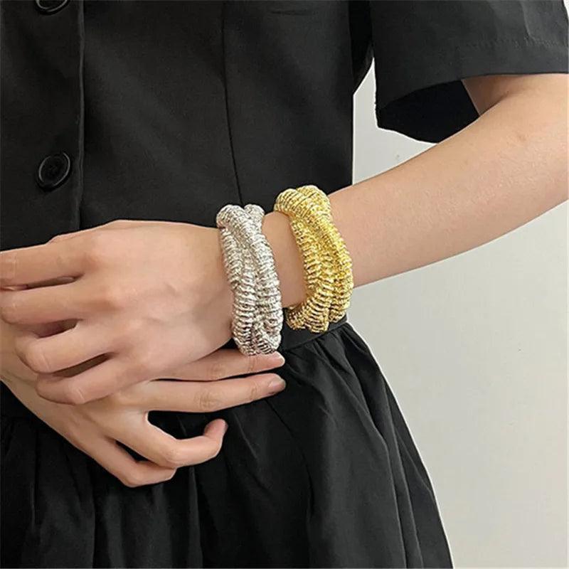 New Hyperbole Metal Open Irregular Textured Bracelets For Women -  Retro Style Personality Cuff Bracelet Jewellery - The Jewellery Supermarket