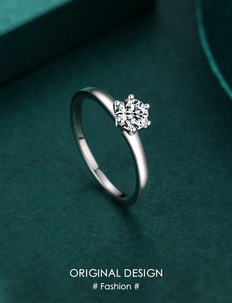 Authentic Sterling Silver Charm Simple Round Clear AAAA Simulated Diamond Rings - Fine Statement Jewellery - The Jewellery Supermarket