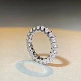 Dazzling 3MM D Color Moissanite Diamonds 18K White Gold Plate Eternity Wedding Engagement Rings for Women - The Jewellery Supermarket