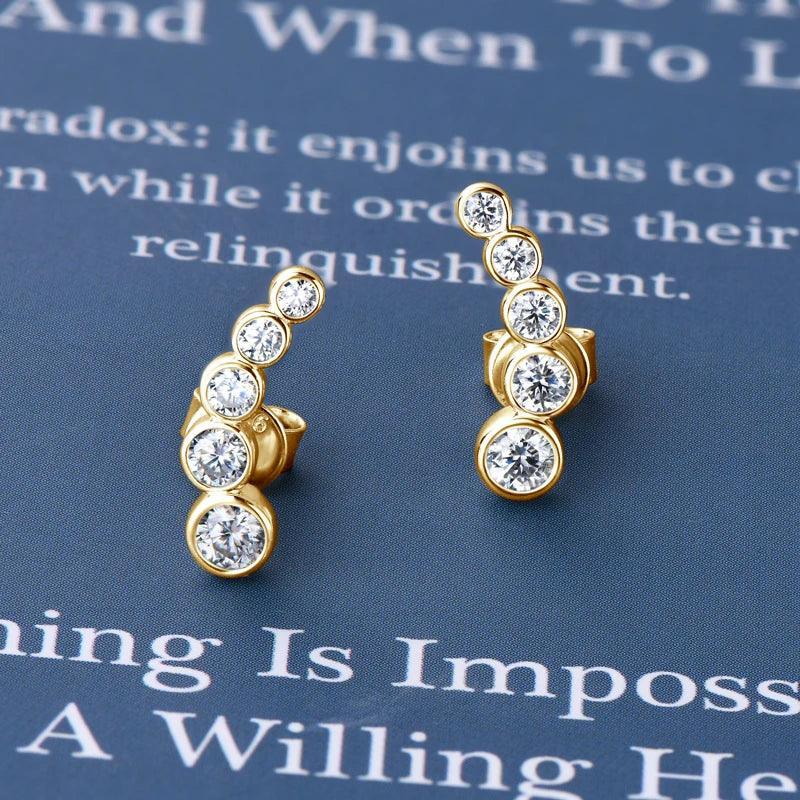 Excellent Single Row Round Bezel D Colour VVS1 Moissanite Diamonds Daily Party Silver Earrings Fine Jewellery - The Jewellery Supermarket