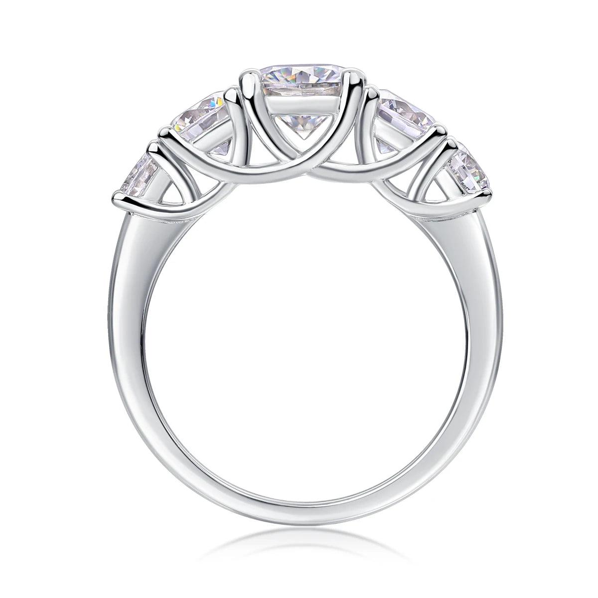 Elegant Jewellery Three Stone Moissanite Diamonds 18KGP Silver Engagement Wedding Ladies Rings with GRA Certificate