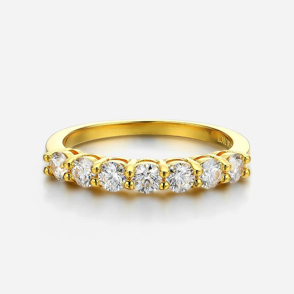 18K Gold Plated D Colour 3mm 7-Stone Eternity Moissanite Diamonds Rings S925 Silver Lab Diamond Fine Jewellery