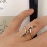 Unique Design White And Black AAA Zircon Diamonds Fashion 14K Rolled Rose Gold Daily Fine Jewellery Ring