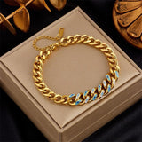 316L Stainless Steel Gold Colour Heart Butterfly Thick Bracelet For Women - High Quality Charming Jewellery - The Jewellery Supermarket