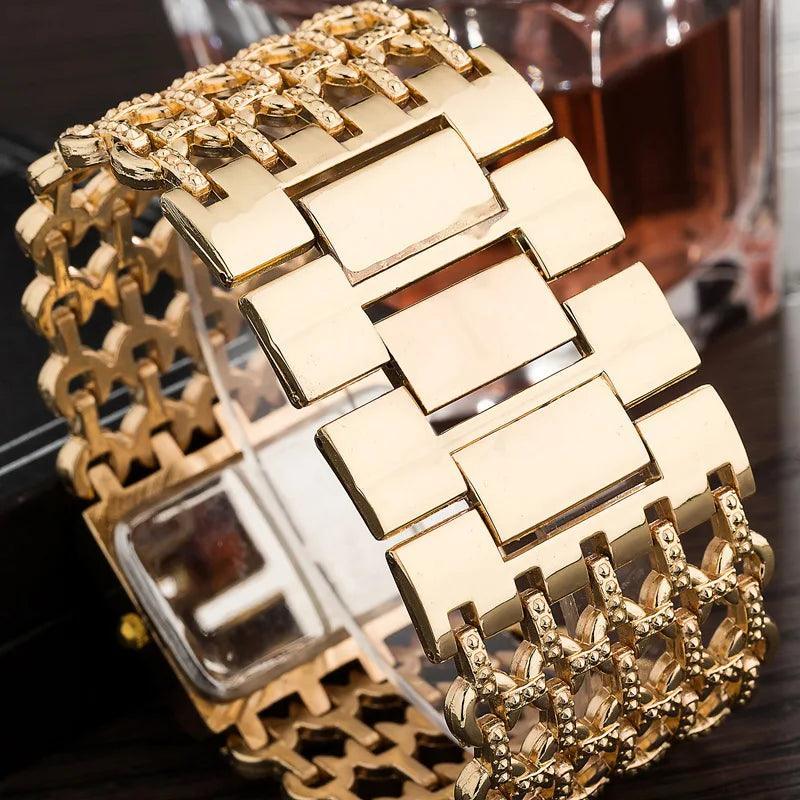 Classic Square Gold Women Watches High-end Temperament Ladies Dress Bracelet Watch Luxury Diamonds Quartz Wristwatch Montre - The Jewellery Supermarket
