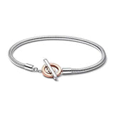 Exquisite Charm Bracelet Sterling Silver Classic Heart-Shaped T-shaped Design Bracelet -  Original Charm Jewellery - The Jewellery Supermarket
