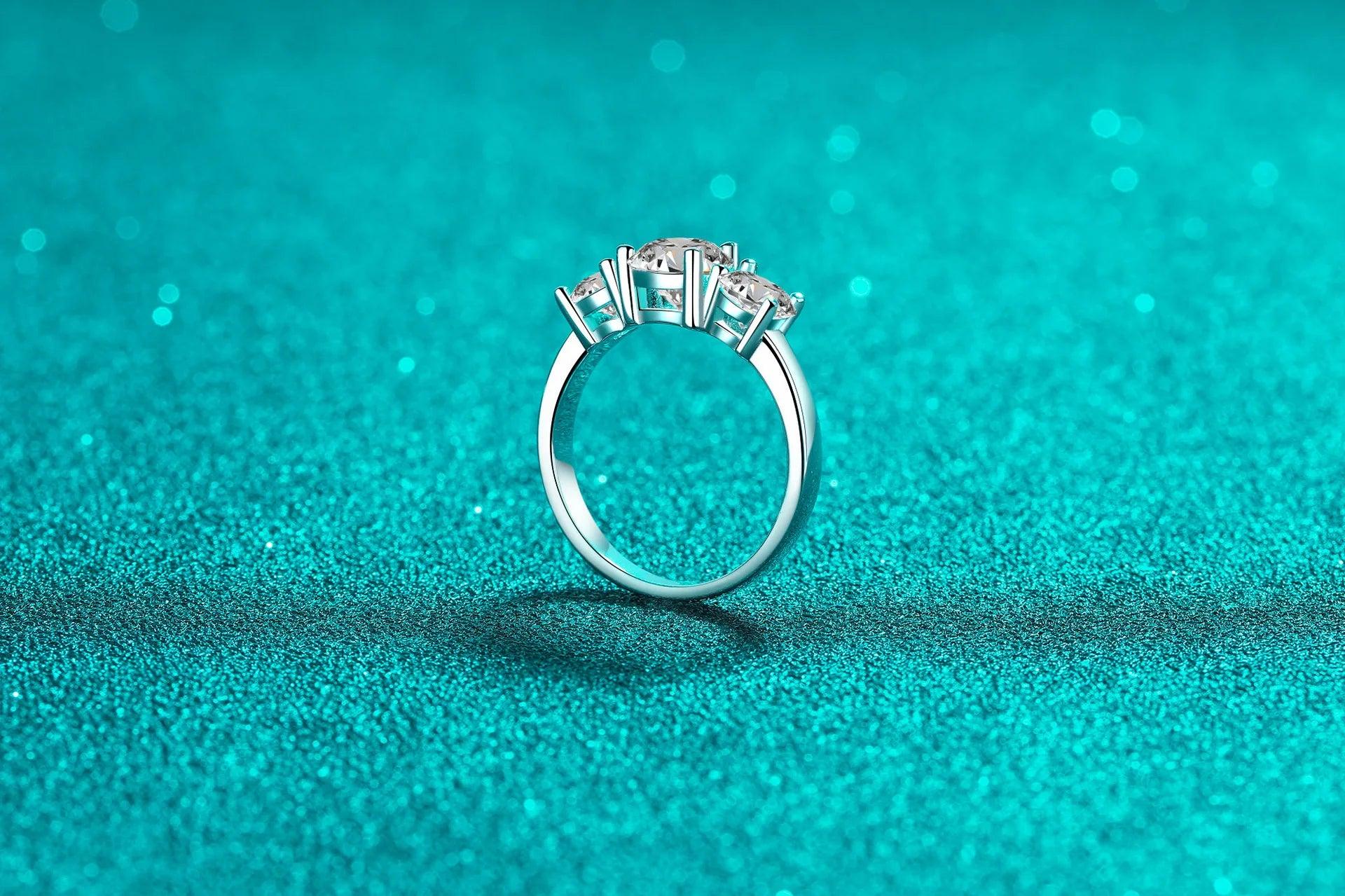 Super 18KGP Sterling Silver Moissanite Diamonds Rings for Women,  European and American Fashion style Fine Jewellery