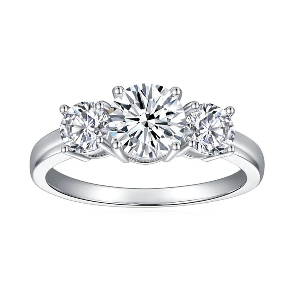 Awesome 2/4ct D Colour Moissanite Diamonds Row Rings Sparkling S925 Silver 18KGP Wedding Engagement Bridal Jewellery