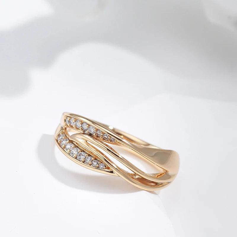 Fashion Design Simple Geometry 14K Rolled Rose Gold With AAA Zircon Diamonds Cross Ring - Party Daily Jewellery