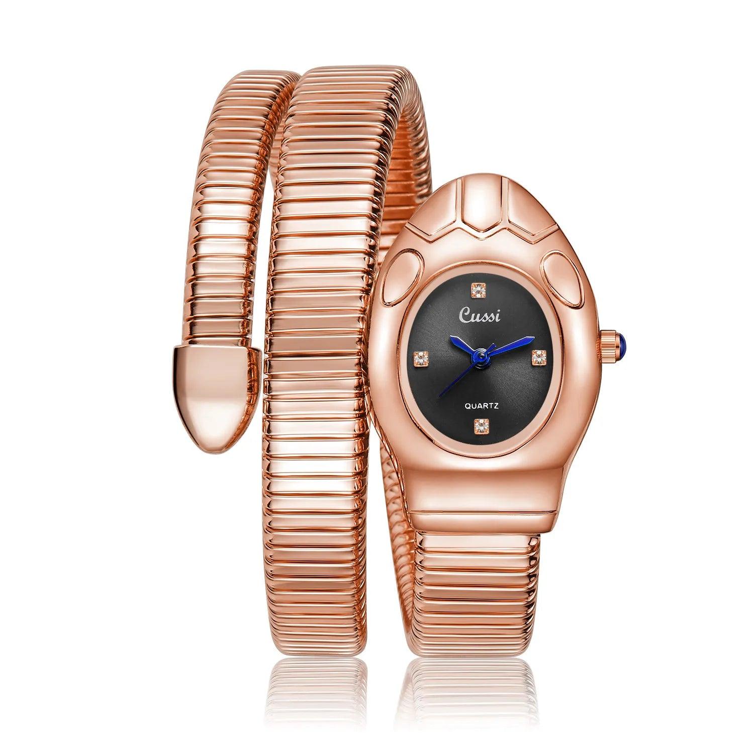 Unique Design Snake Watches for Women - Luxury Stainless Steel Quartz Fashion Lady Dress Jewellery