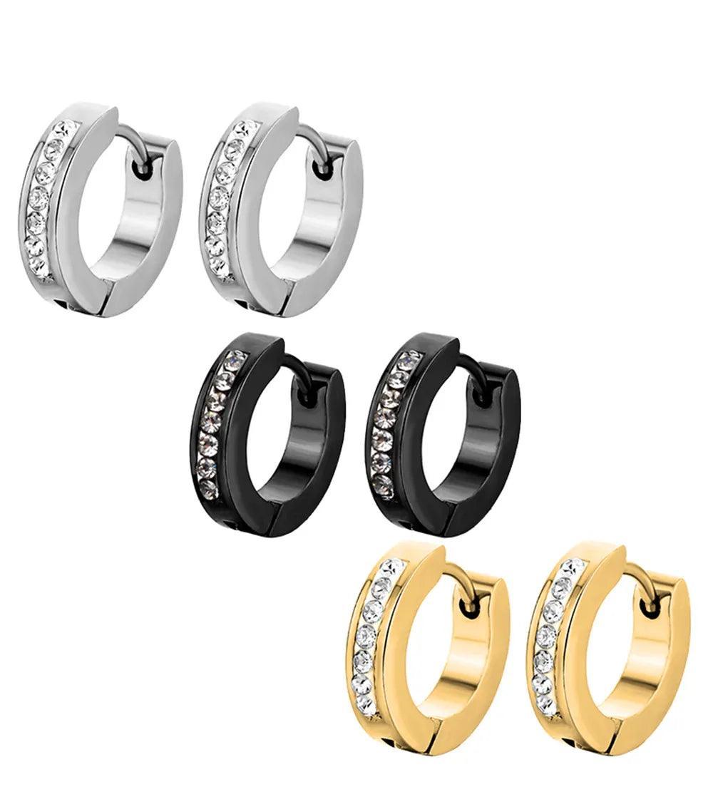 New Stainless Steel Cubic Zirconia Hoops Earrings for Women and Girls - Silver Colour Crystal Fashion Earrings - The Jewellery Supermarket
