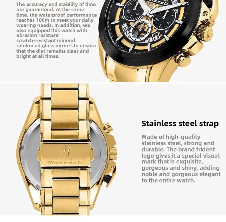 Original Maserati Men's Watch Fashion Leisure Explorer Series Steel Strap Large Dial European and American watches