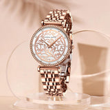 Elegant Stainless Steel Quartz Watches Fashionable Luxury Zircon Diamonds Japanese Movement Precision Ladies Watches