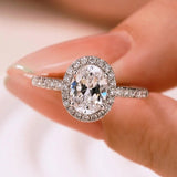 Amazing 1-5Carat Oval Cut Moissanite Diamod Rings, Silver GRA Certified Halo Promise Wedding Engagement Jewellery