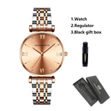 Luxury Fashion Elegant Rose Gold Tone Stainless Steel Women Watch Quartz Simple Round Dial Waterproof Wristwatches