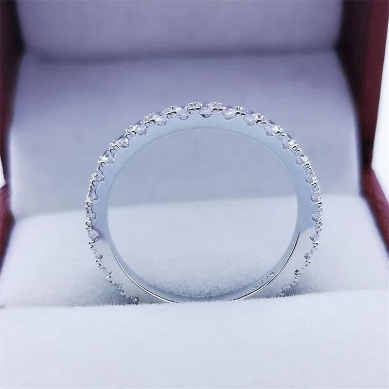 Alluring 2mm D Color Moissanite Diamonds Wedding Engagement Eternity Rings - 925 Sterling Silver Rings For Women - The Jewellery Supermarket