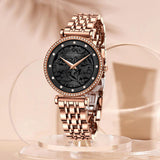 Elegant Stainless Steel Quartz Watches Fashionable Luxury Zircon Diamonds Japanese Movement Precision Ladies Watches