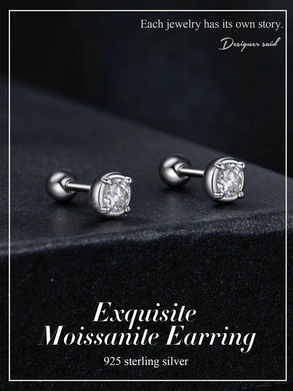 Lovely Round 0.1 CT Moissanite Diamonds Stud Earrings For Women - Sterling Silver Original Moissanite Fine Jewellery - The Jewellery Supermarket