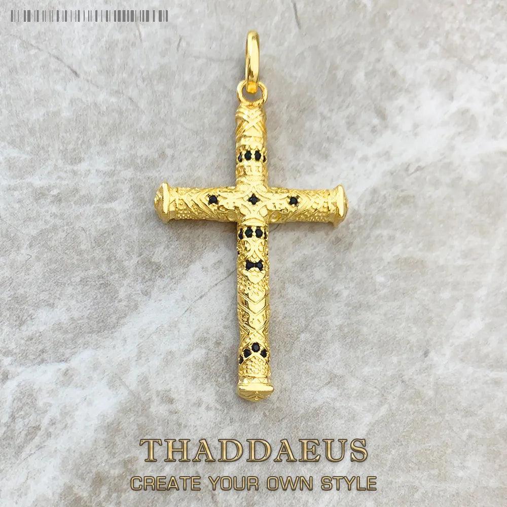 New Arrival Elaborate Design Cross Golden New Fine Jewellery Ethnic Pure 925 Sterling Silver Pendant For Women & Men - The Jewellery Supermarket