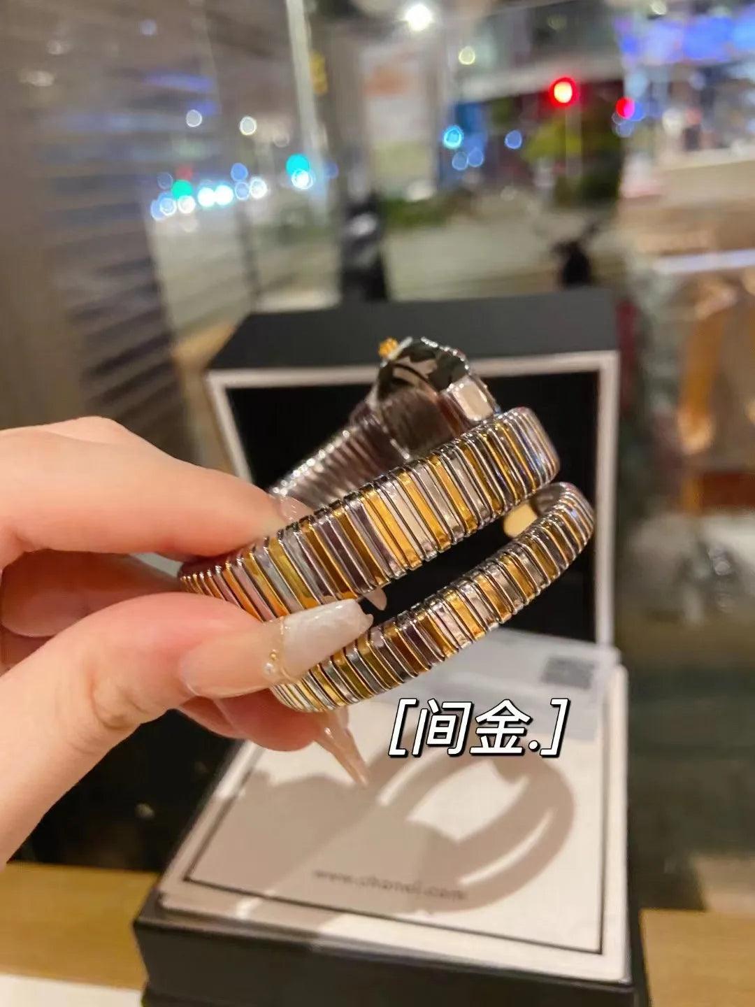 Cavalli Brand Fashion Snake Head Casual High-end Steel Quartz Zircon Diamonds Snake Shape Ladies Watches