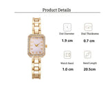 Luxury New Square Full CZ Diamonds Digital Gold Plated Stainless Steel Bracelet Women's Dress Quartz Watches - The Jewellery Supermarket