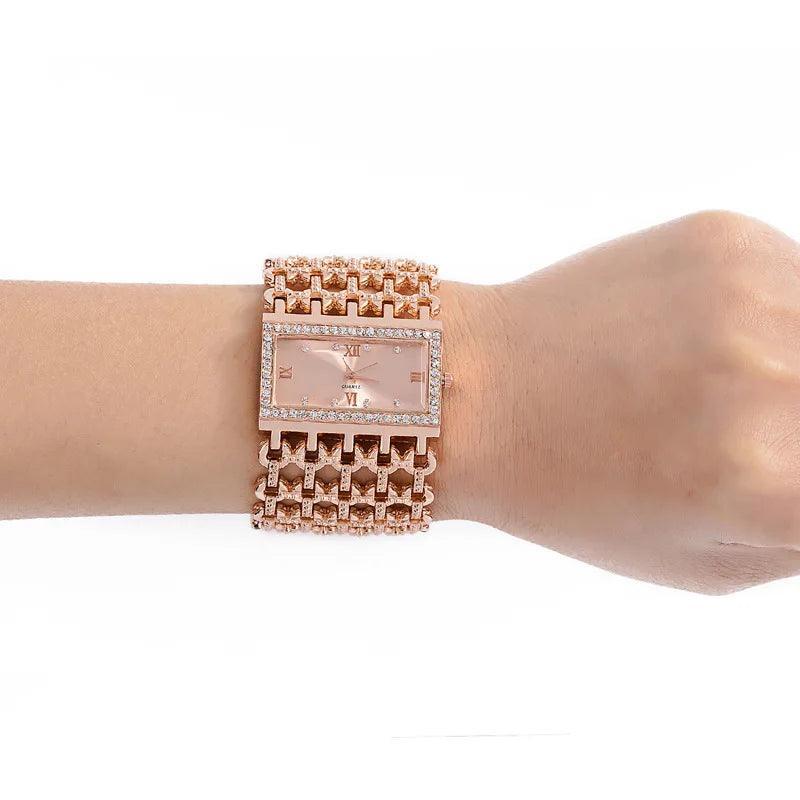 Classic Square Gold Women Watches High-end Temperament Ladies Dress Bracelet Watch Luxury Diamonds Quartz Wristwatch Montre - The Jewellery Supermarket