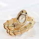 Classic Creative Design Snake Shape Watch for Women. Gold Bracelet Bling bling Diamonds Quartz Ladies Watches