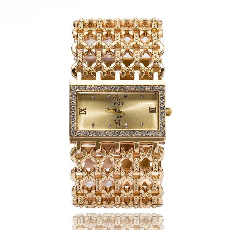 Classic Square Gold Women Watches High-end Temperament Ladies Dress Bracelet Watch Luxury Diamonds Quartz Wristwatch Montre - The Jewellery Supermarket