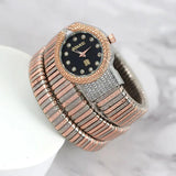 Luxury Snake Pattern Shiny Zircon Diamonds Studded Quartz Watches for Women Ladies Fashion Birthday Gift Jewellery