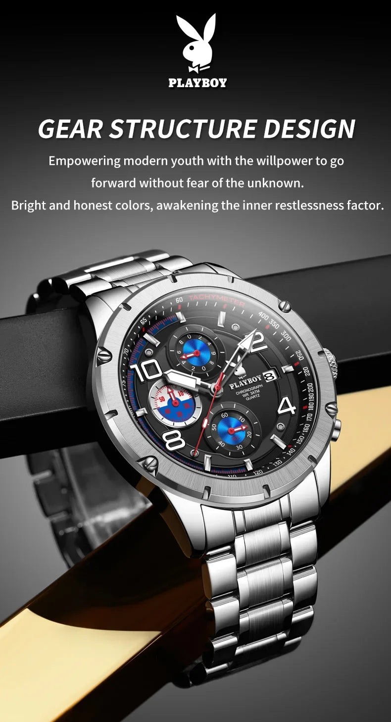 PLAYBOY High Quality Multifunction Best Selling Original Luxury Waterproof Fashion Business Quartz Wrist Watches