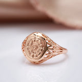 New Arrival 14K Rolled Rose Gold Fashion Glossy Unique Pattern Round Rings Ethnic Bride Wedding Jewellery