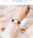 New Arrival Elegant Fashion Leather Square Rose Gold Tone Women Watches 24mm Mini Dial 3Bar Quartz Movement Watches