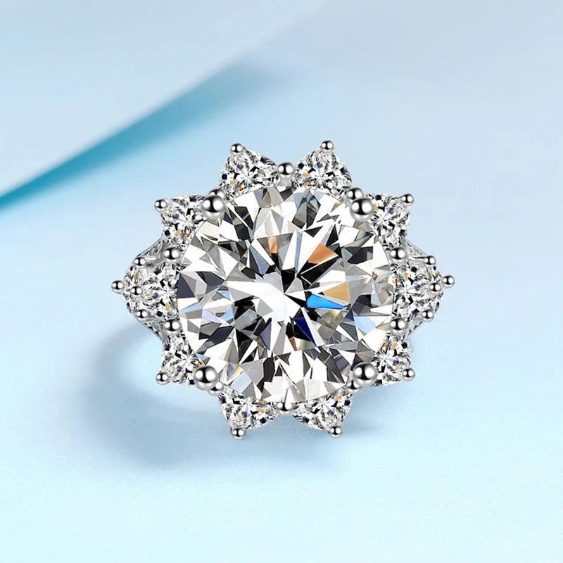 Fabulous D Colour VVS1 10 Carat Moissanite Diamond Rings, Silver Engagement Wedding Jewellery with GRA certificate