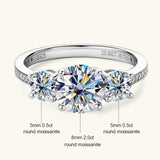 Dazzling 3 Stone 3.5CTTW Cushion & Round Cut Moissanite Diamonds 925 Silver Engagement Wedding Rings For Women