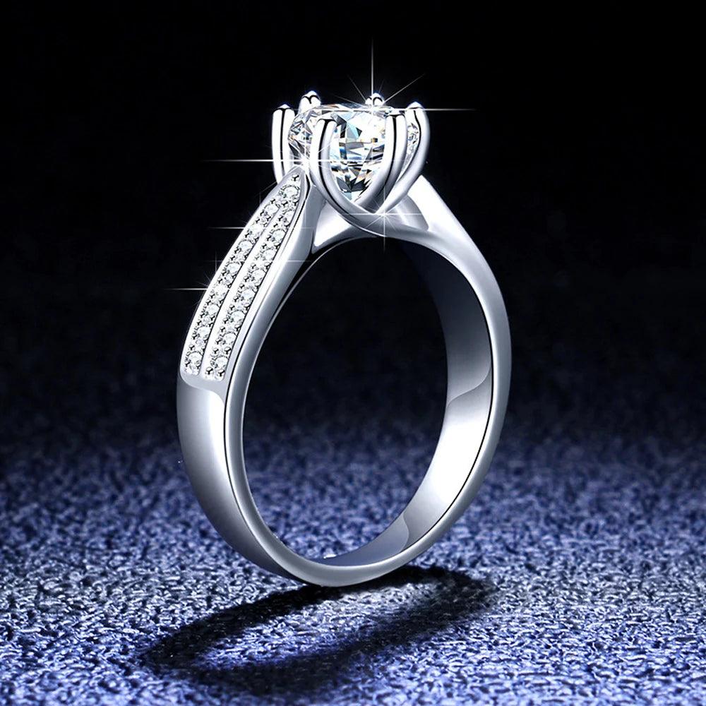 1/2/3ct Moissanite D VVS1 Lab Diamond 925 Sterling Silver Engagement Wedding for Women Rings with GRA Fine Jewellery
