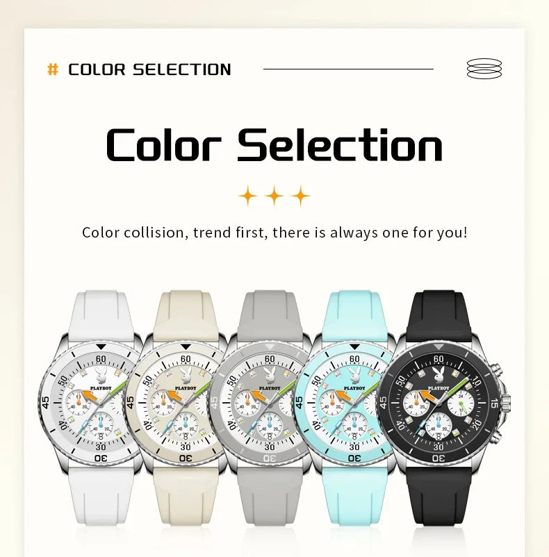 Stunning Top Brand Fashion Trend Elegant Original Silicone Strap Waterproof  Multifunction Quartz Wrist Watches
